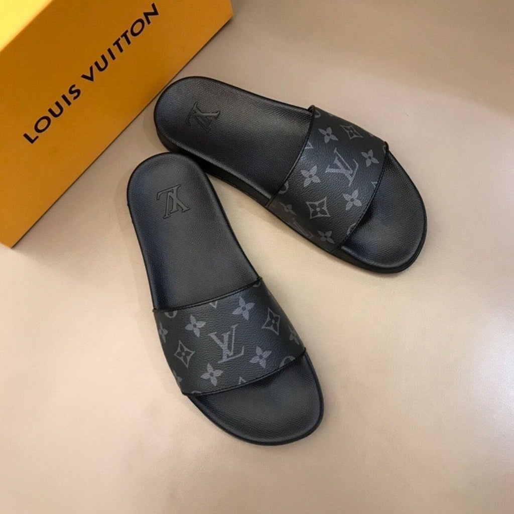 Louis Vuitton Mens Sandals Monogram Graphite Canvas Spring/Summer Collection Black