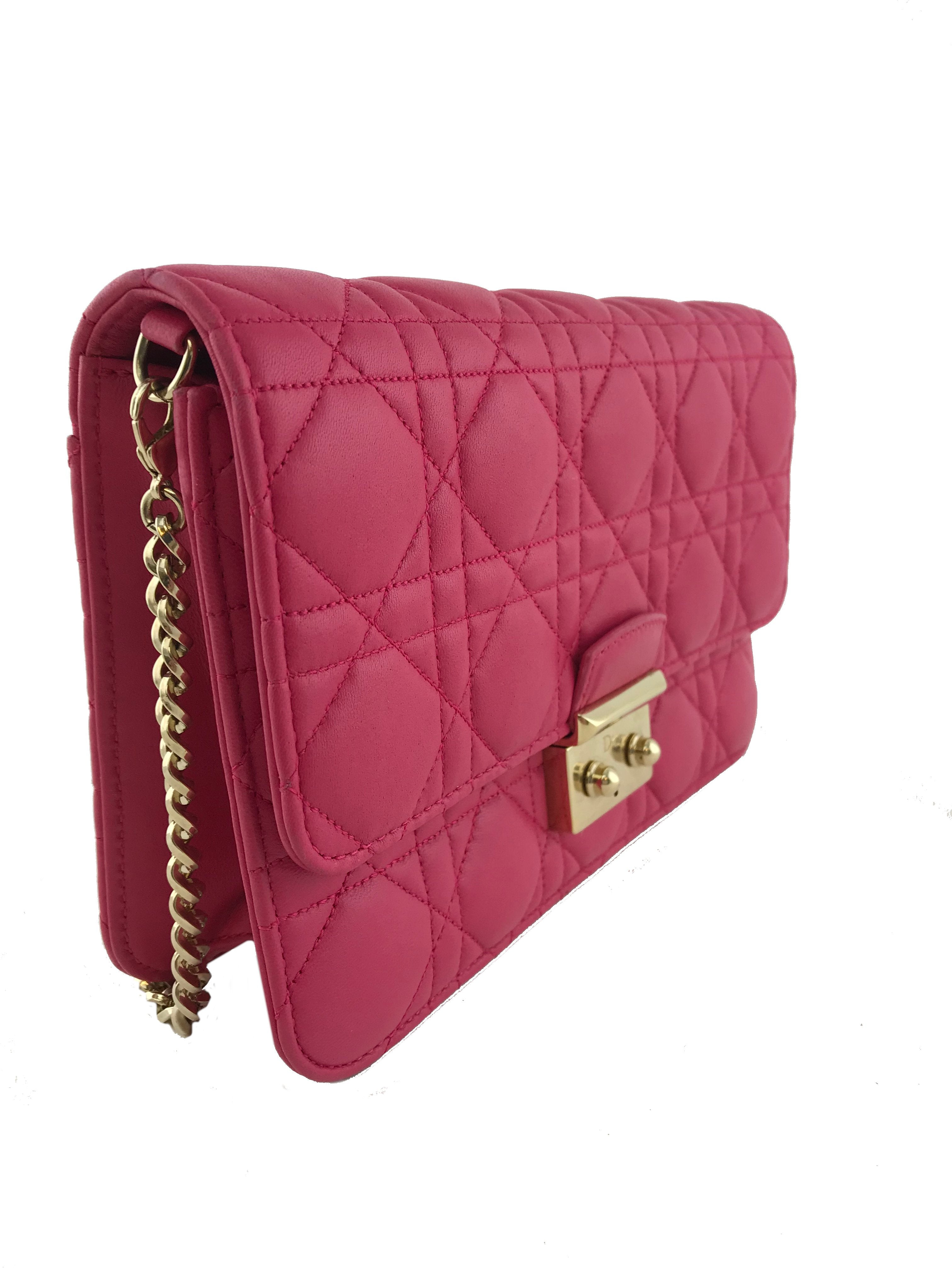Christian Dior Cannage Quilted Leather Wallet-On-Chain Bag