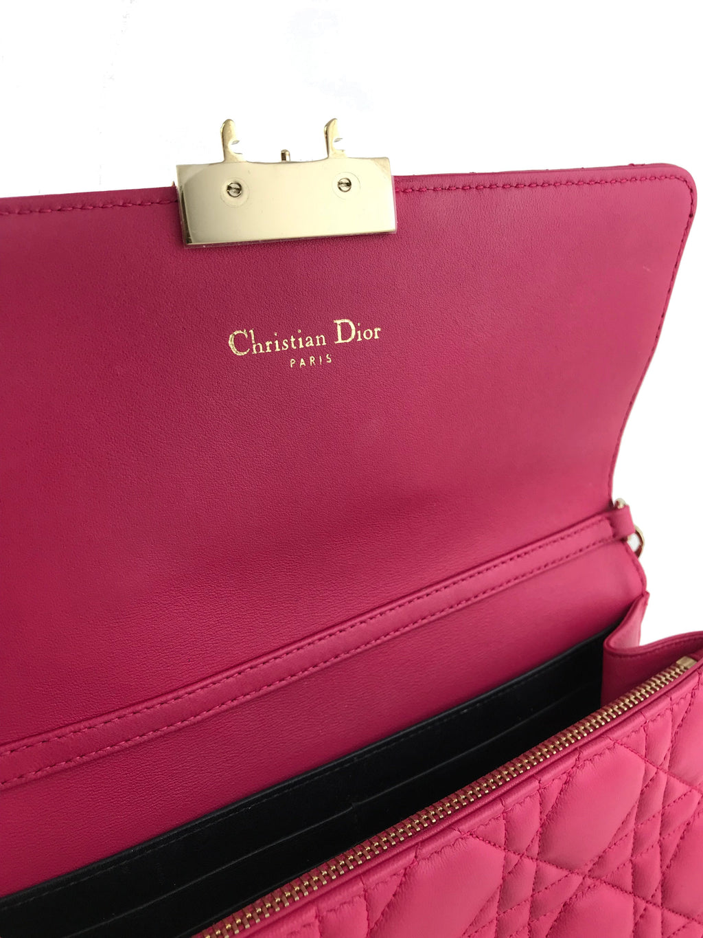 Christian Dior Cannage Quilted Leather Wallet-On-Chain Bag