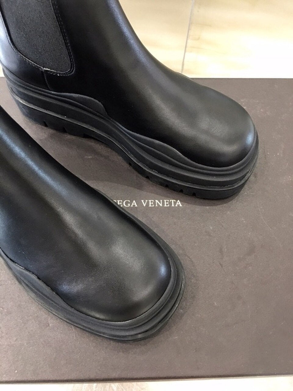 Bottega Veneta Flat Triple-Sole Leather Booties Calfskin Leather Fall/Winter 2020 Collection, Black