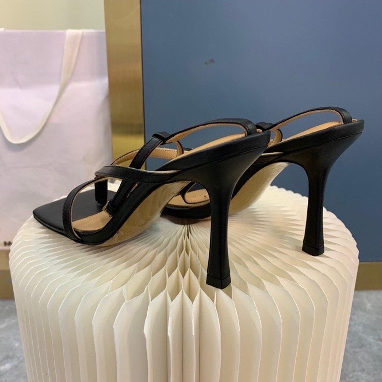 Bottega Veneta Stretch Sandals 9cm Heel Lambskin Leather Spring/Summer 2020 Collection, Black