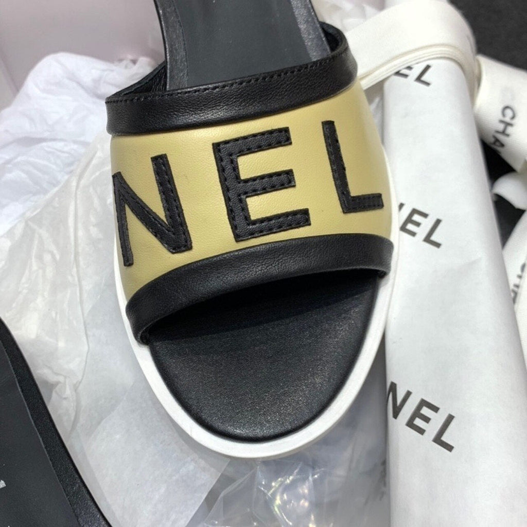 Chanel Transparent PVC Heel Mules & Lambskin Leather Spring/Summer Collection Beige/Black