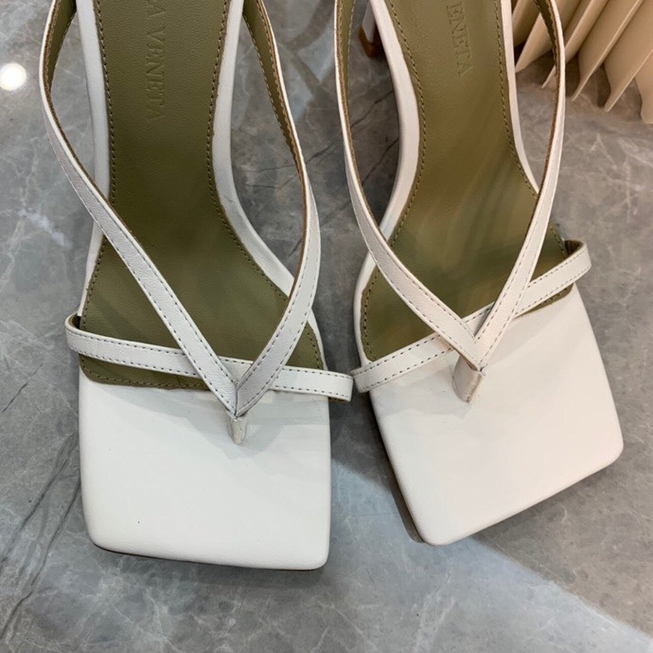 Bottega Veneta Stretch Sandals 9cm Heel Lambskin Leather Spring/Summer 2020 Collection, White