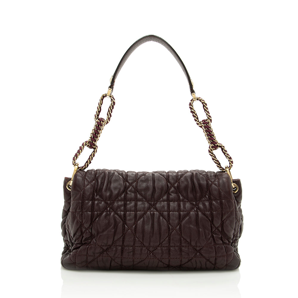 Dior Cannage Lambskin Large Flap Shoulder Bag (SHF-17526)