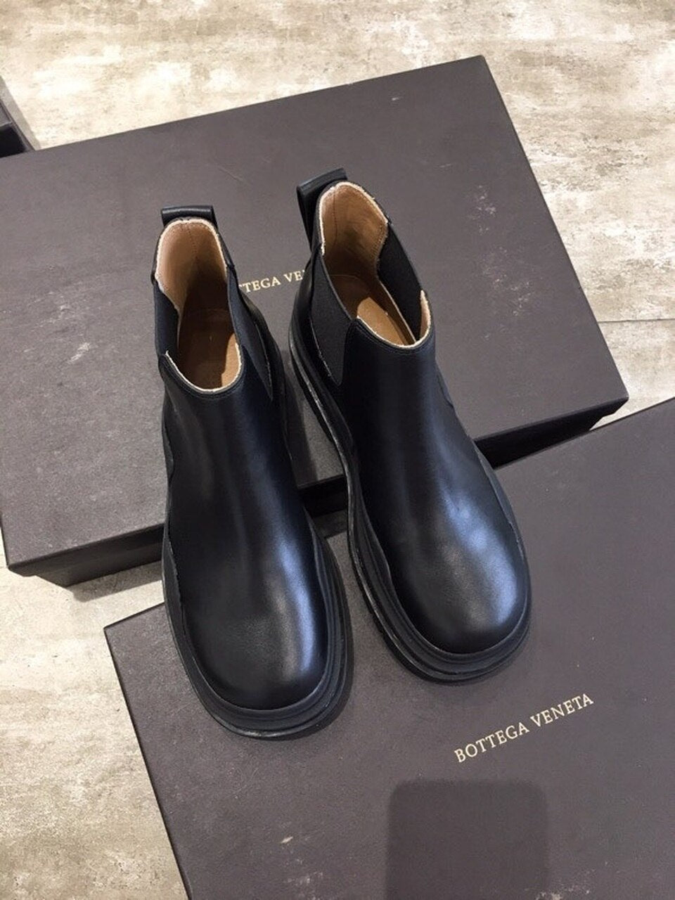Bottega Veneta Flat Triple-Sole Leather Booties Calfskin Leather Fall/Winter 2020 Collection, Black