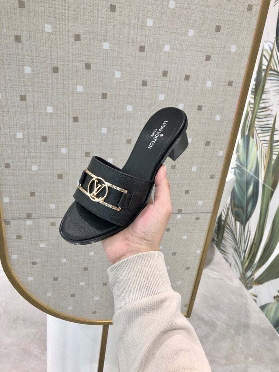 Louis Vuitton Lock It Mules Calfskin Leather Spring/Summer Collection Black