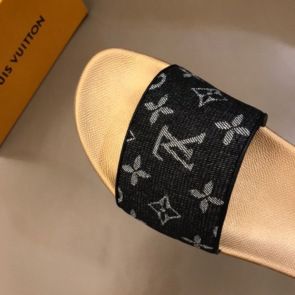 Louis Vuitton Mens Sandals Denim Canvas Spring/Summer Collection Black