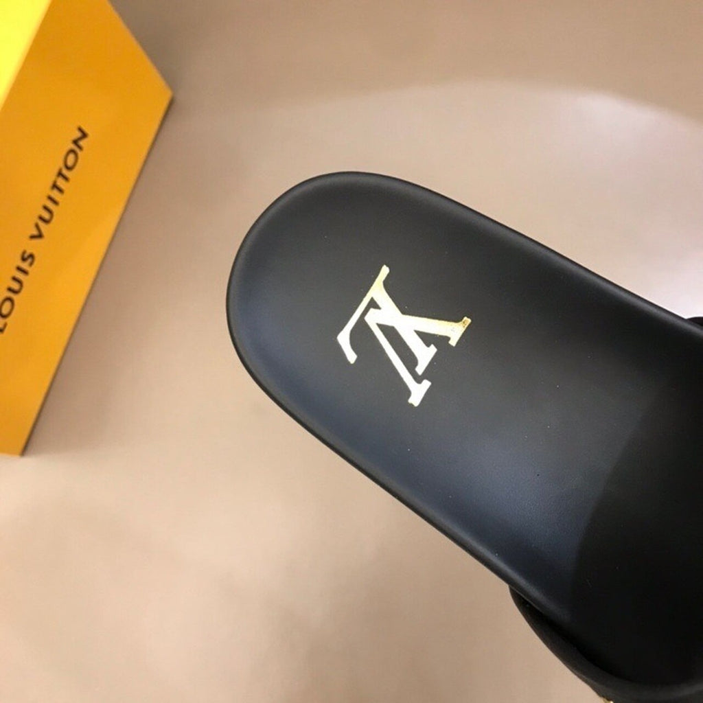 Louis Vuitton Mens Sandals Monogram Canvas Spring/Summer Collection Black/Yellow