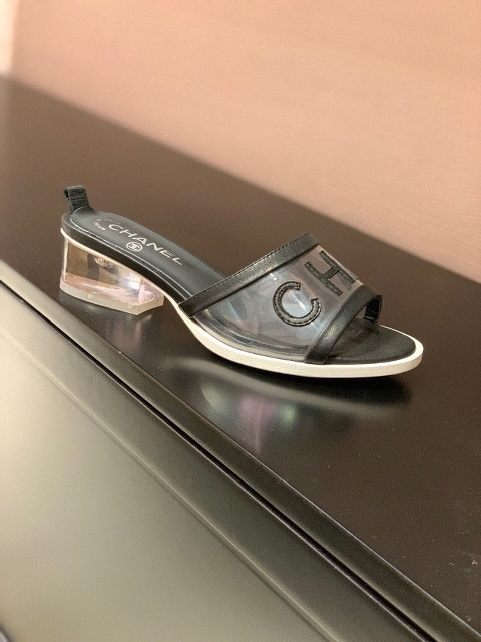 Chanel Transparent PVC Mules & Lambskin Leather Spring/Summer Collection Black