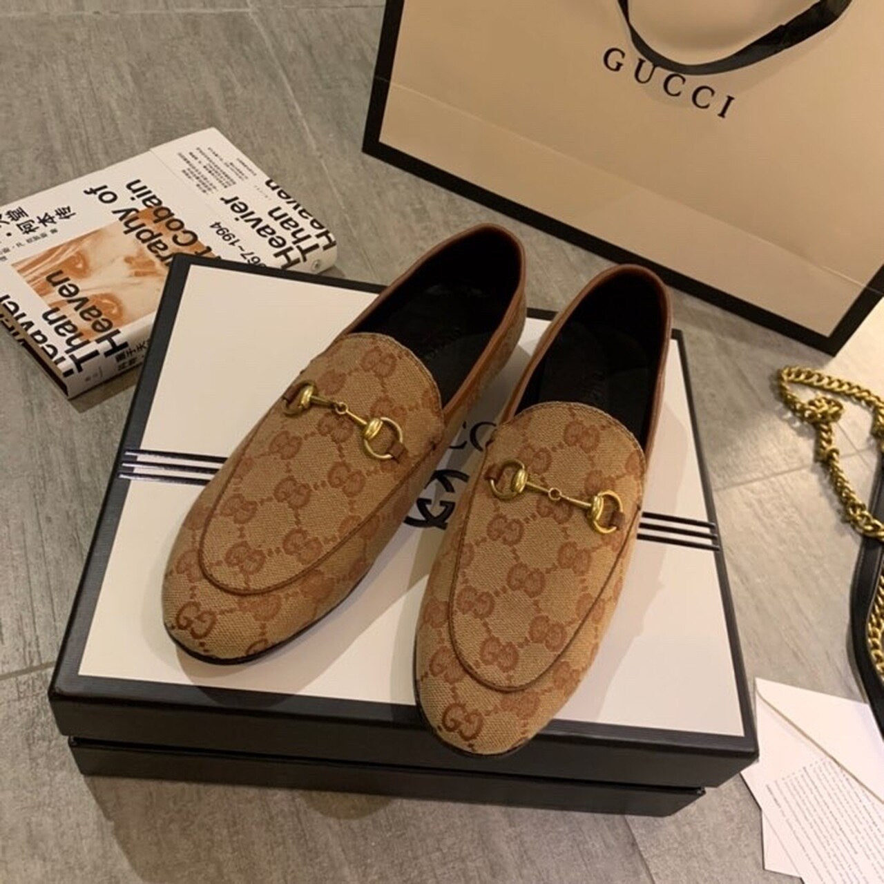 Gucci Brixton Loafers Calfskin Leather Spring/Summer Collection Beige