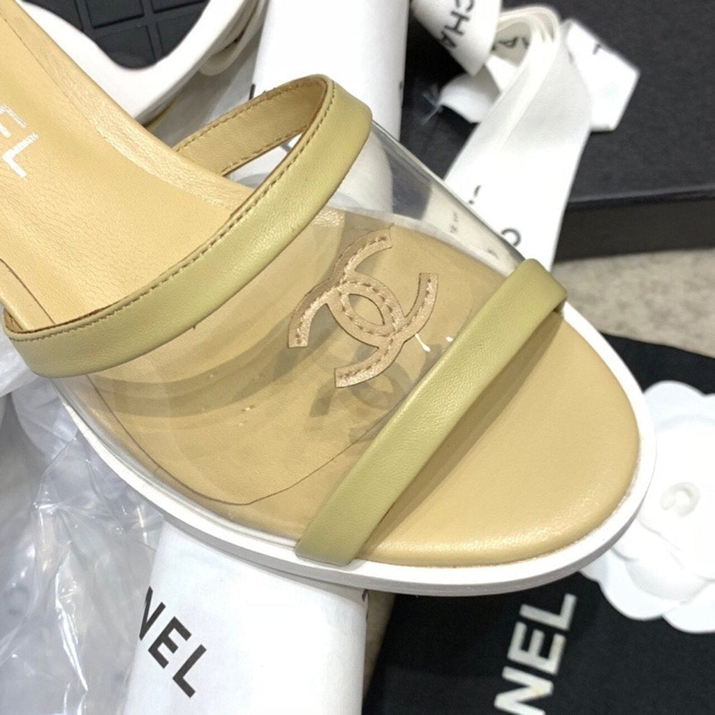 Chanel Transparent PVC Mules & Lambskin Leather Spring/Summer Collection, Beige