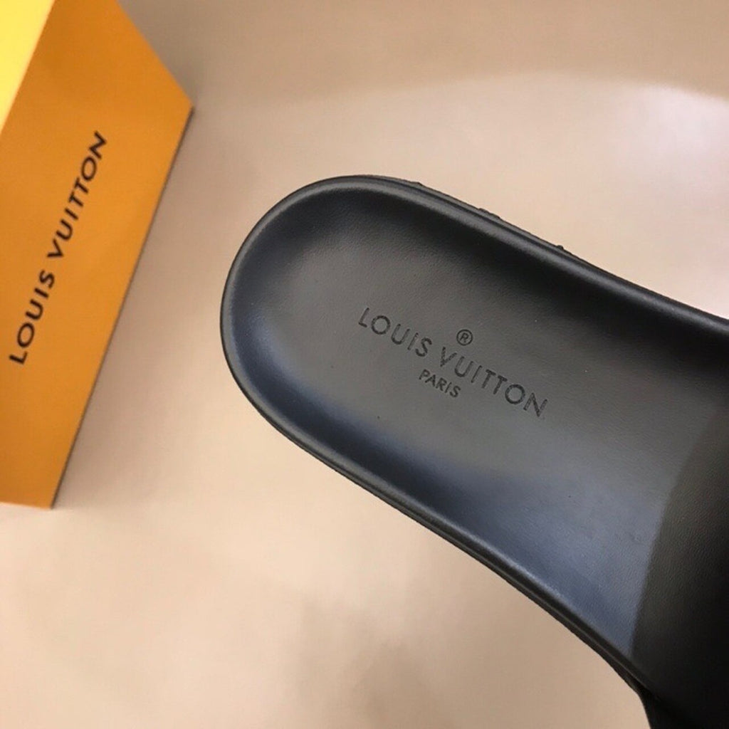 Louis Vuitton Single Strap Mules Mens Sandals Canvas Spring/Summer Collection Black/Silver