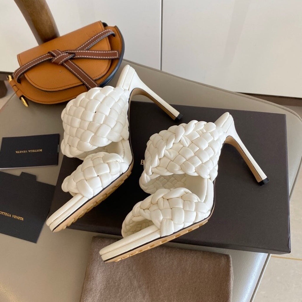 Bottega Veneta Curve Sandals 9.5cm Heel Lambskin Leather Spring/Summer 2020 Collection, White