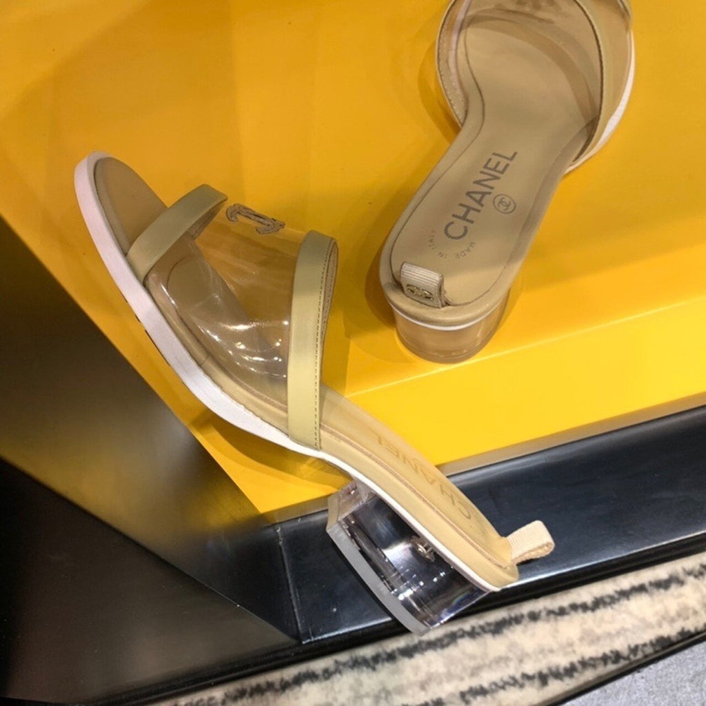 Chanel Transparent PVC Mules & Lambskin Leather Spring/Summer Collection, Beige