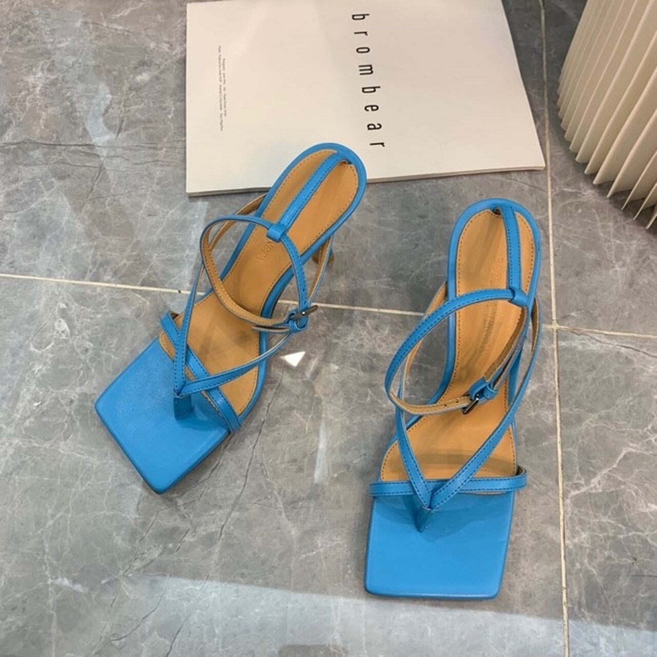Bottega Veneta Stretch Sandals 9cm Heel Lambskin Leather Spring/Summer 2020 Collection, Turquoise Blue