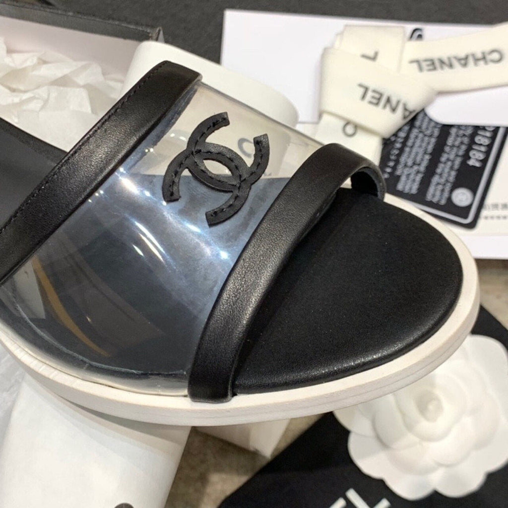 Chanel Transparent PVC Mules & Lambskin Leather Spring/Summer Collection Black