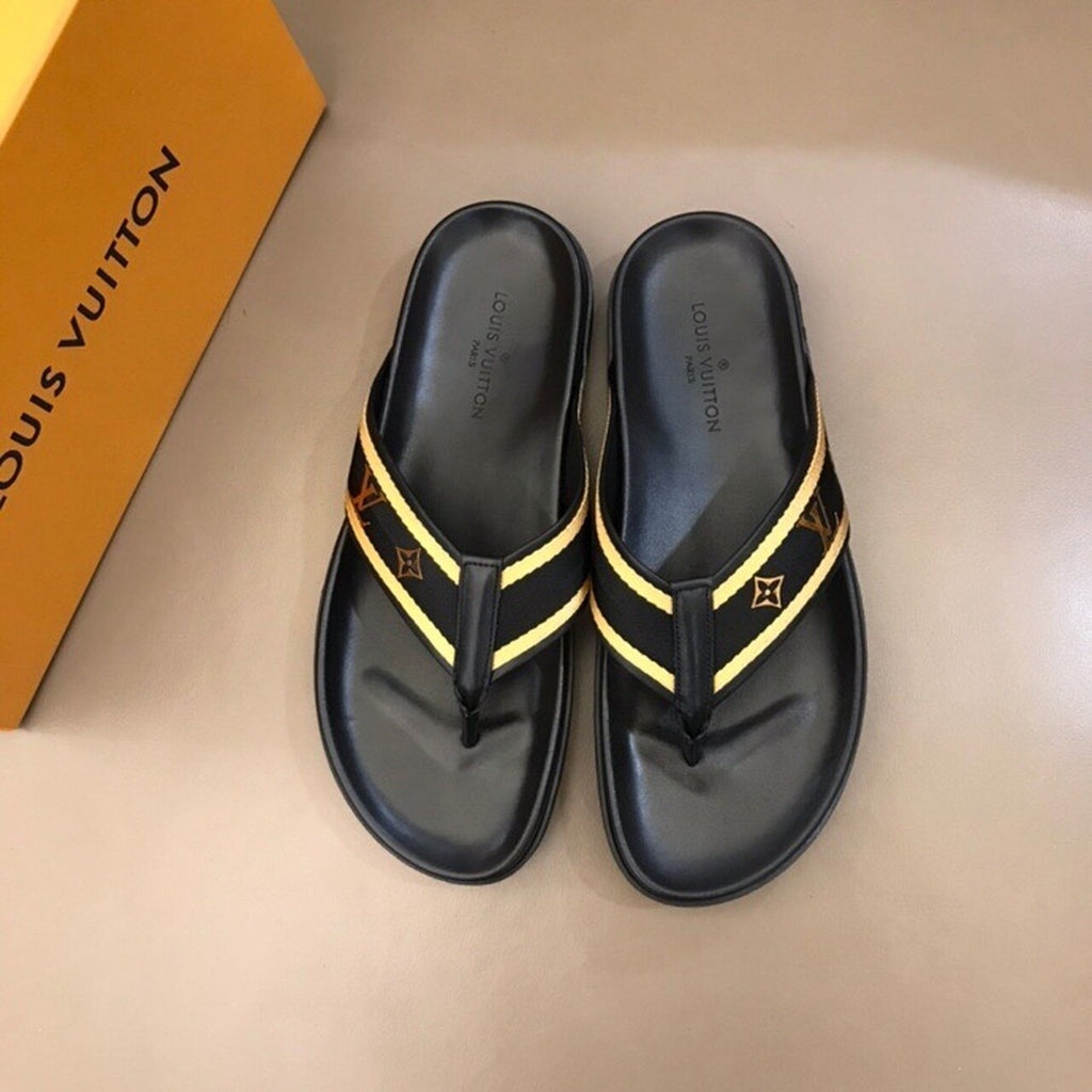 Louis Vuitton Thong Mules Mens Sandals Spring/Summer Collection Black/Gold