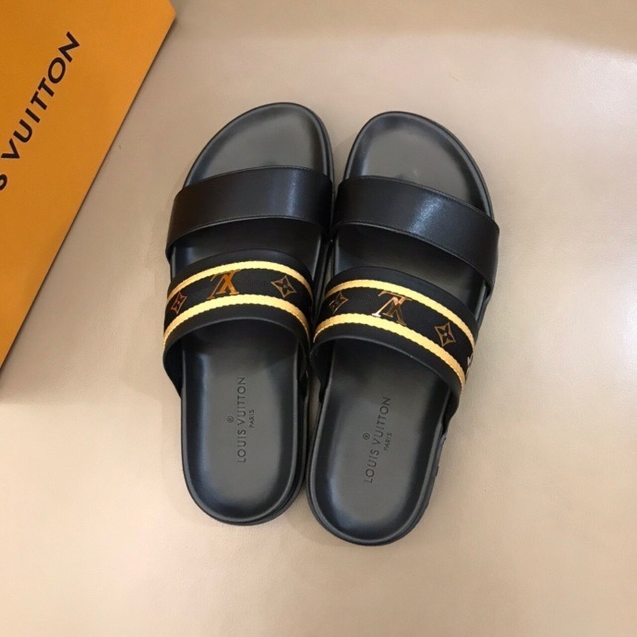 Louis Vuitton Double Strap Mules Mens Sandals Spring/Summer 2020 Collection Black/Gold