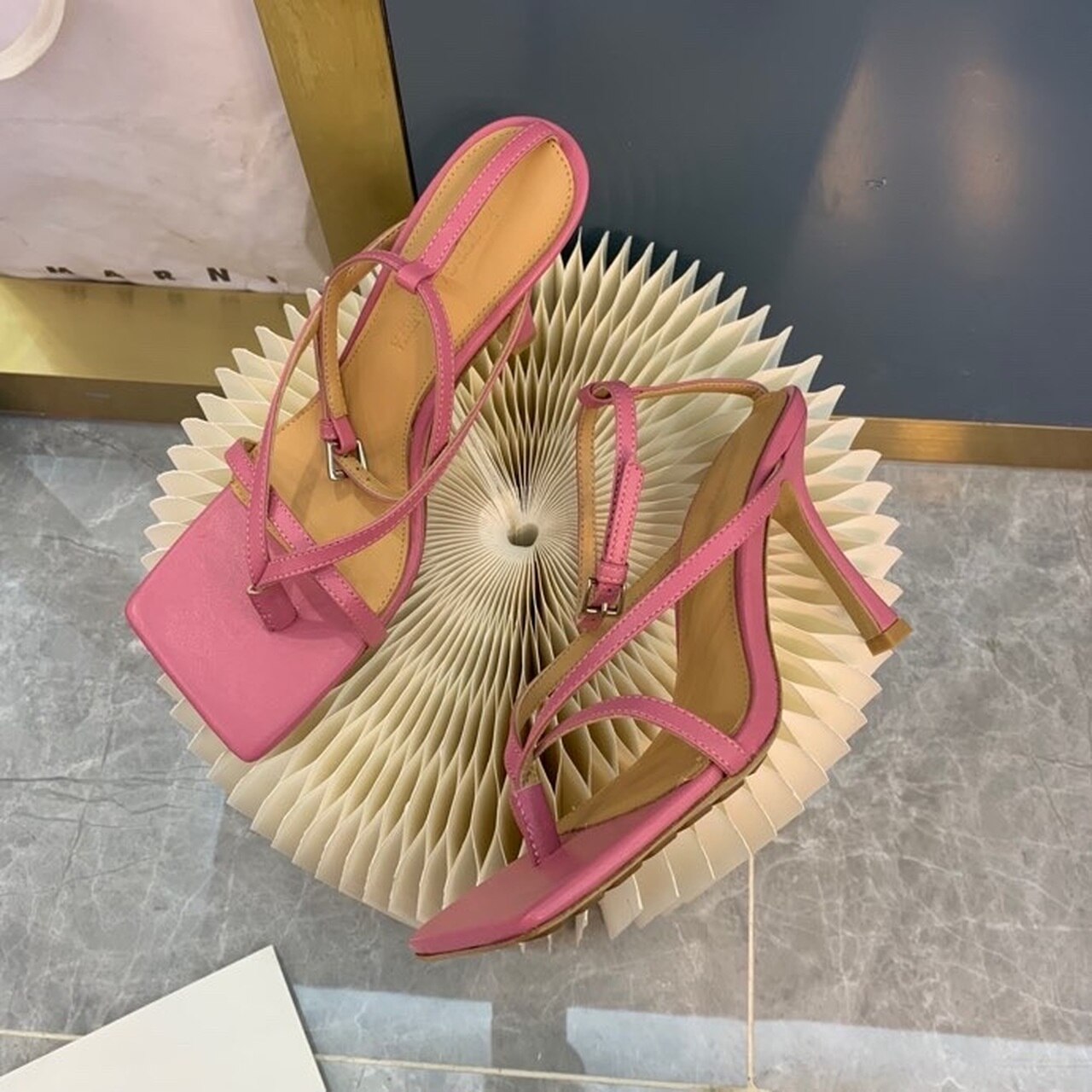 Bottega Veneta Stretch Sandals 9cm Heel Lambskin Leather Spring/Summer 2020 Collection, Pink
