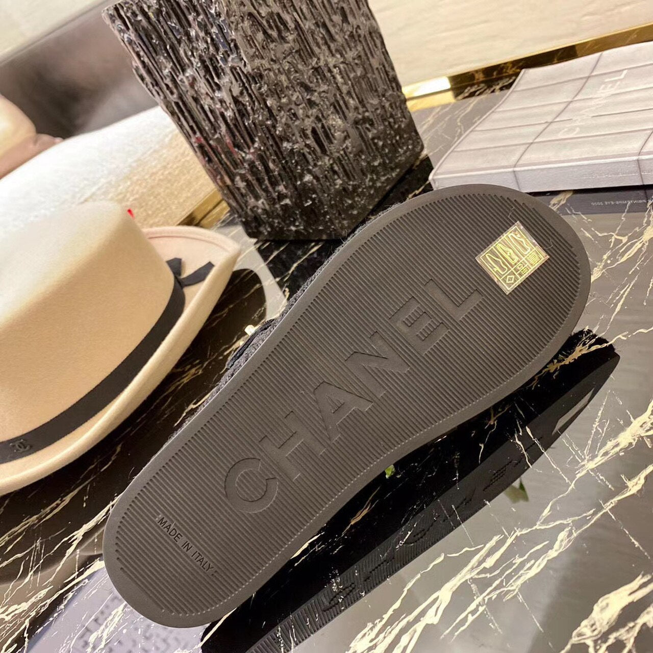 Chanel Ruched Mule Sandals Calfskin Leather Spring/Summer Collection Black