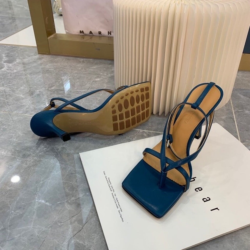 Bottega Veneta Stretch Sandals 9cm Heel Lambskin Leather Spring/Summer 2020 Collection, Navy Blue