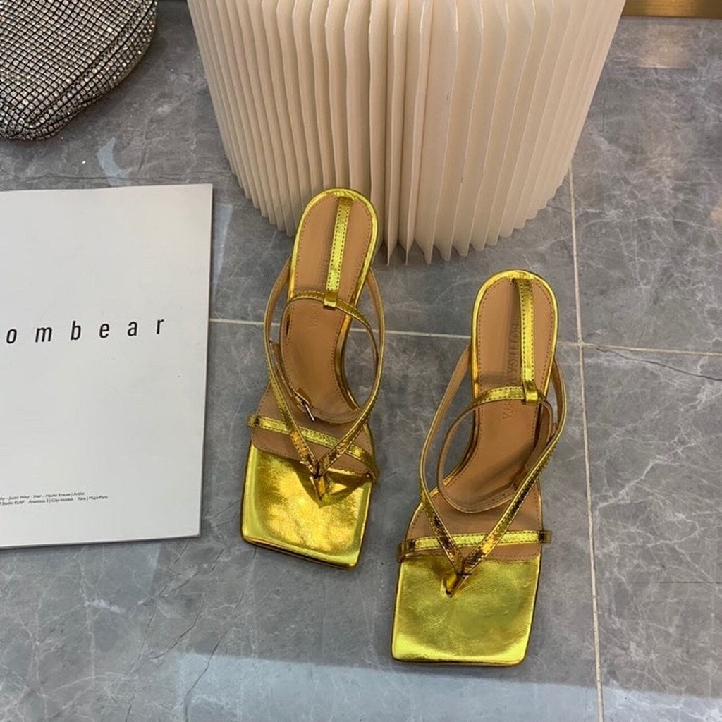 Bottega Veneta Stretch Sandals 9cm Heel Lambskin Leather Spring/Summer 2020 Collection, Gold