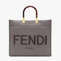 FENDI SUNSHINE MEDIUM Grey Leather Shopper