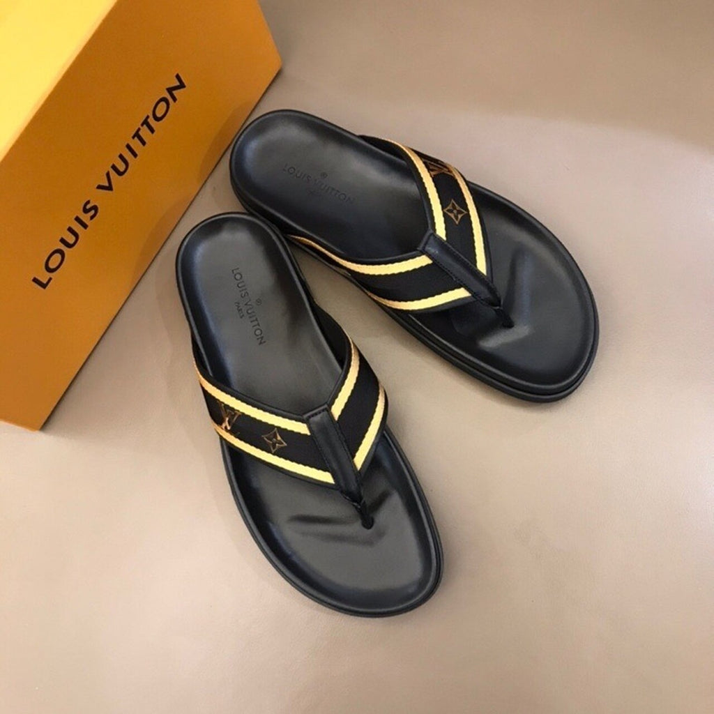 Louis Vuitton Thong Mules Mens Sandals Spring/Summer Collection Black/Gold