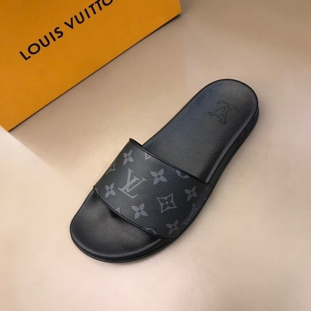 Louis Vuitton Mens Sandals Monogram Graphite Canvas Spring/Summer Collection Black