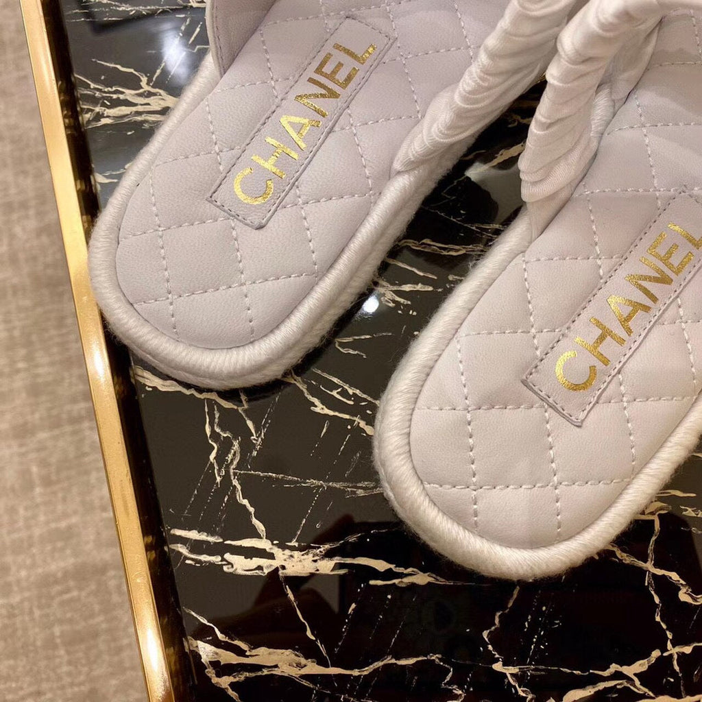 Chanel Ruched Mule Sandals Calfskin Leather Spring/Summer Collection White