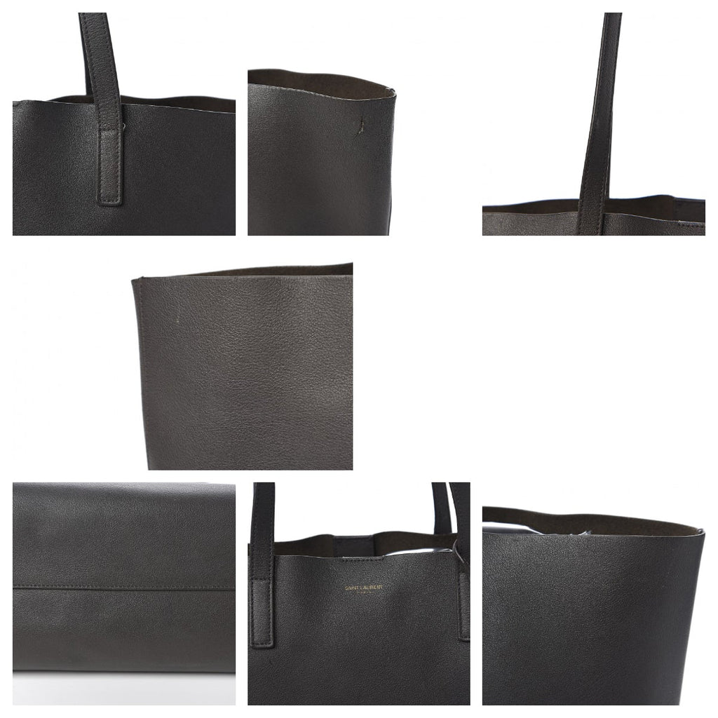 Saint Laurent Shopping Calfskin Large Dark Grey Leather Tote