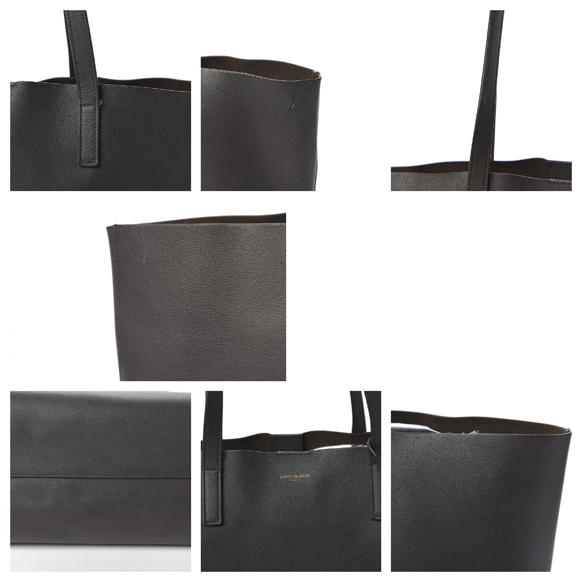 Saint Laurent Shopping Calfskin Large Dark Grey Leather Tote