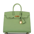 Hermes Birkin Sellier 25 Vert Criquet Epsom Gold Hardware