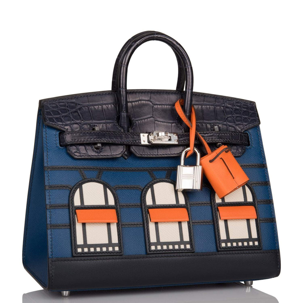 Hermes Bleu Sac Birkin Faubourg 20cm Palladium Hardware