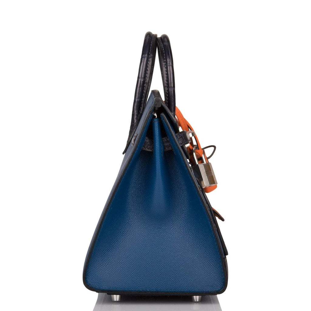 Hermes Bleu Sac Birkin Faubourg 20cm Palladium Hardware