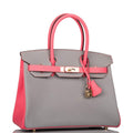 Hermes Birkin 30 Gris Mouette and Rose Azalee Epsom Permabrass Hardware