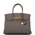 Hermes Birkin 30 Etain Togo Gold Hardware