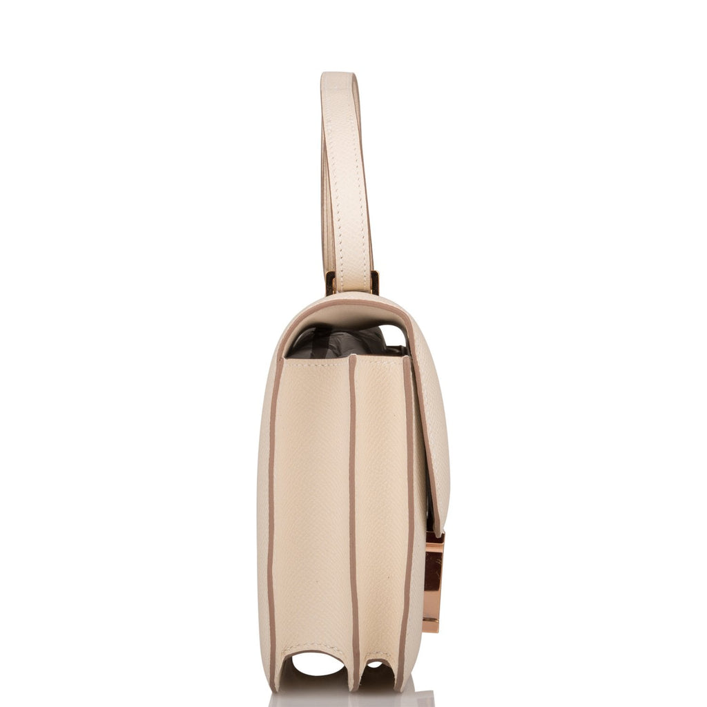 Hermes Craie Epsom Mini Constance 18cm Rose Gold Hardware