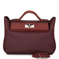 Hermes Bordeaux and Rouge H 24/24 Bag 29cm Palladium Hardware