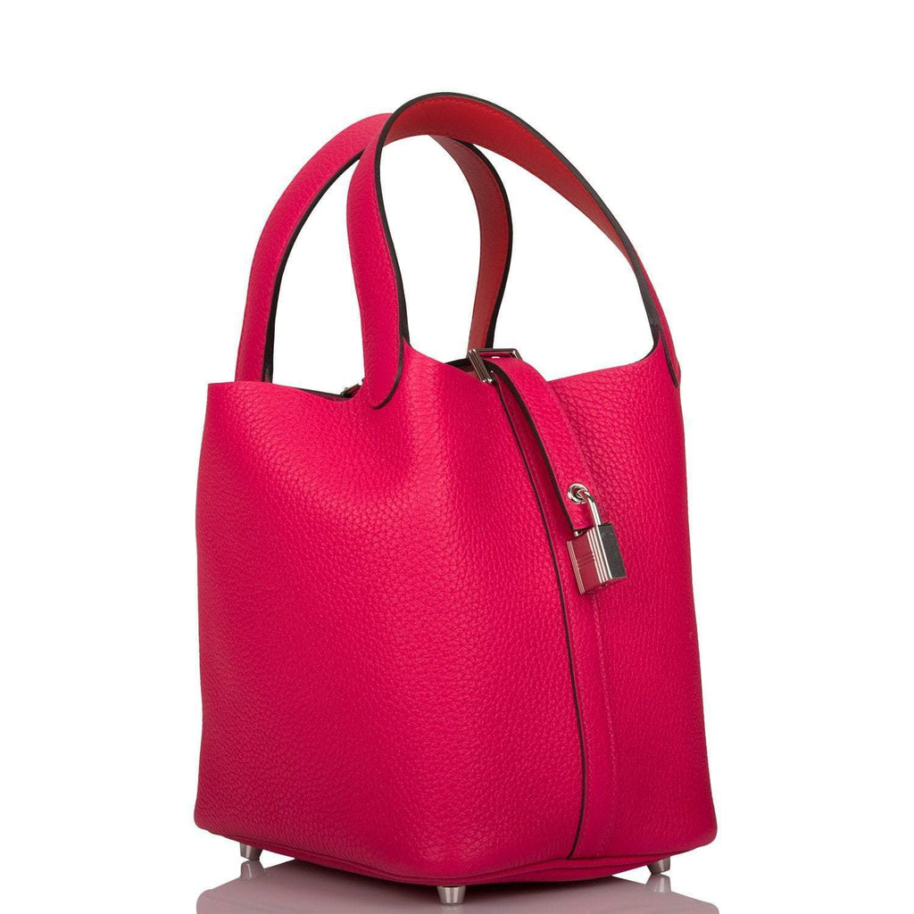 Hermes Rose Mexico Clemence Picotin Lock 18cm Palladium Hardware