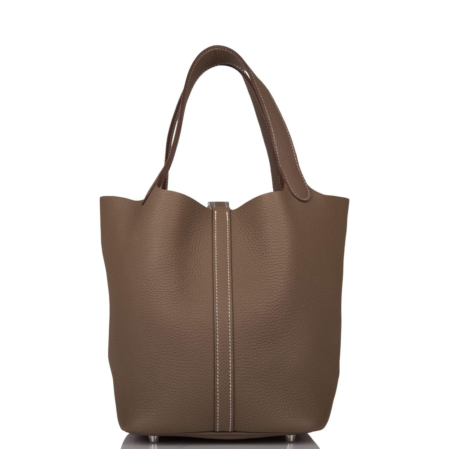 Hermes Etoupe Clemence Picotin Lock 22cm Palladium Hardware
