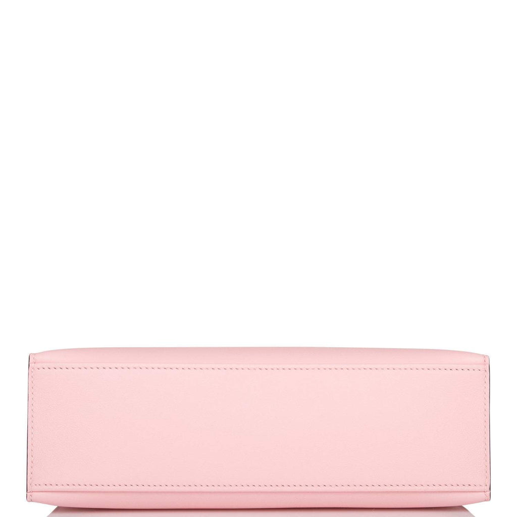 Hermes Rose Sakura Swift Mini Kelly Pochette Palladium Hardware