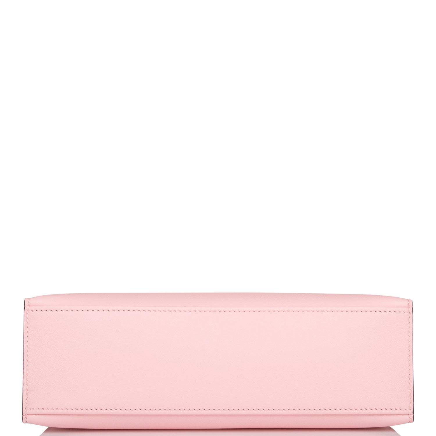 Hermes Rose Sakura Swift Mini Kelly Pochette Palladium Hardware