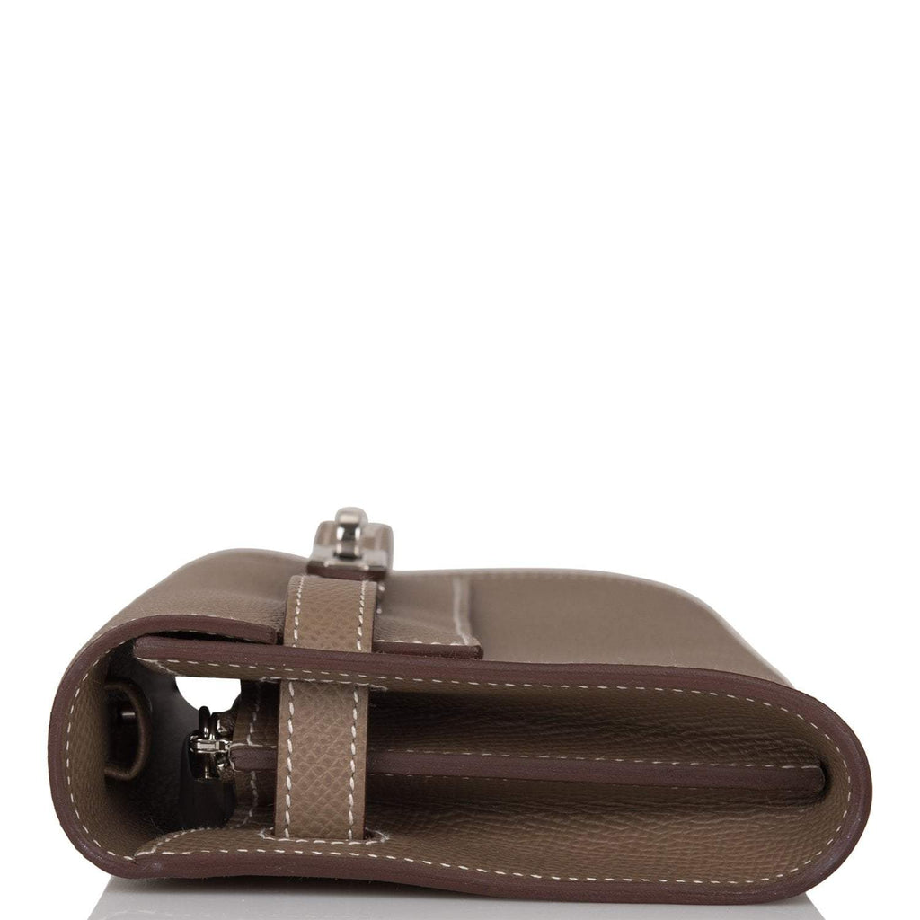 Hermes Etoupe Epsom Kelly Wallet To Go Palladium Hardware