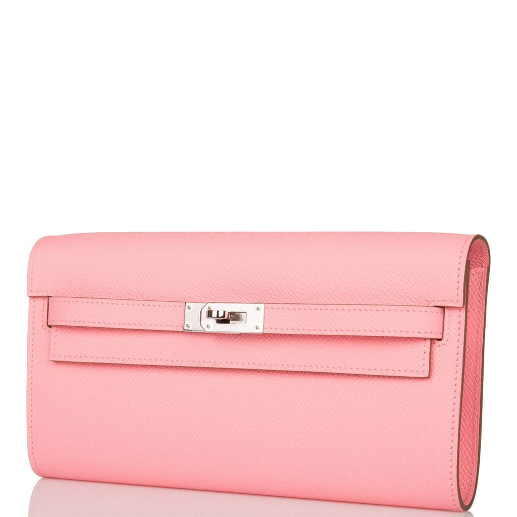Hermes Kelly Wallet To Go Rose Confetti Epsom Palladium Hardware