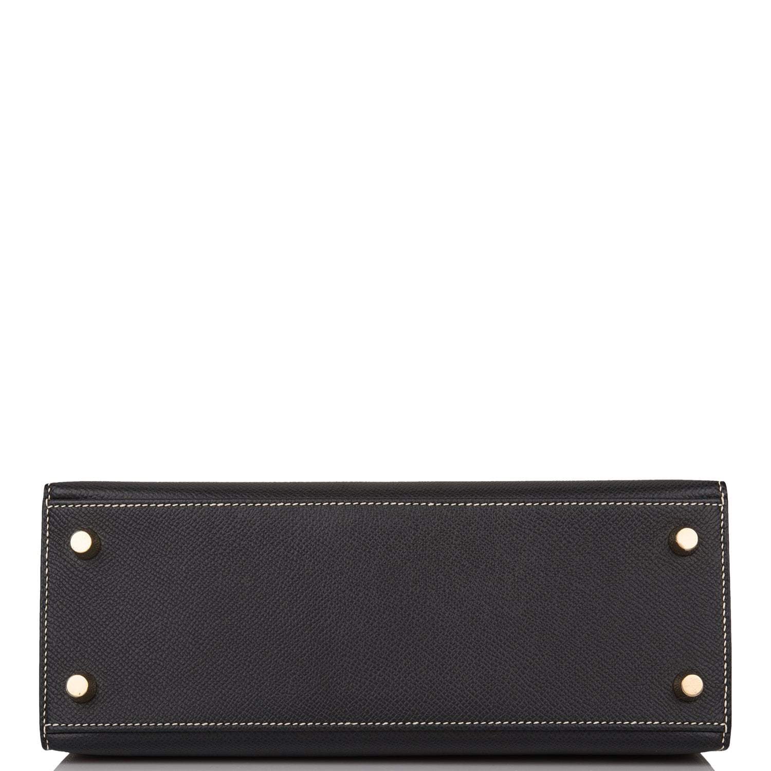 Hermes Kelly 25cm Bi-Color Black and Craie Epsom Sellier Brushed Gold Hardware