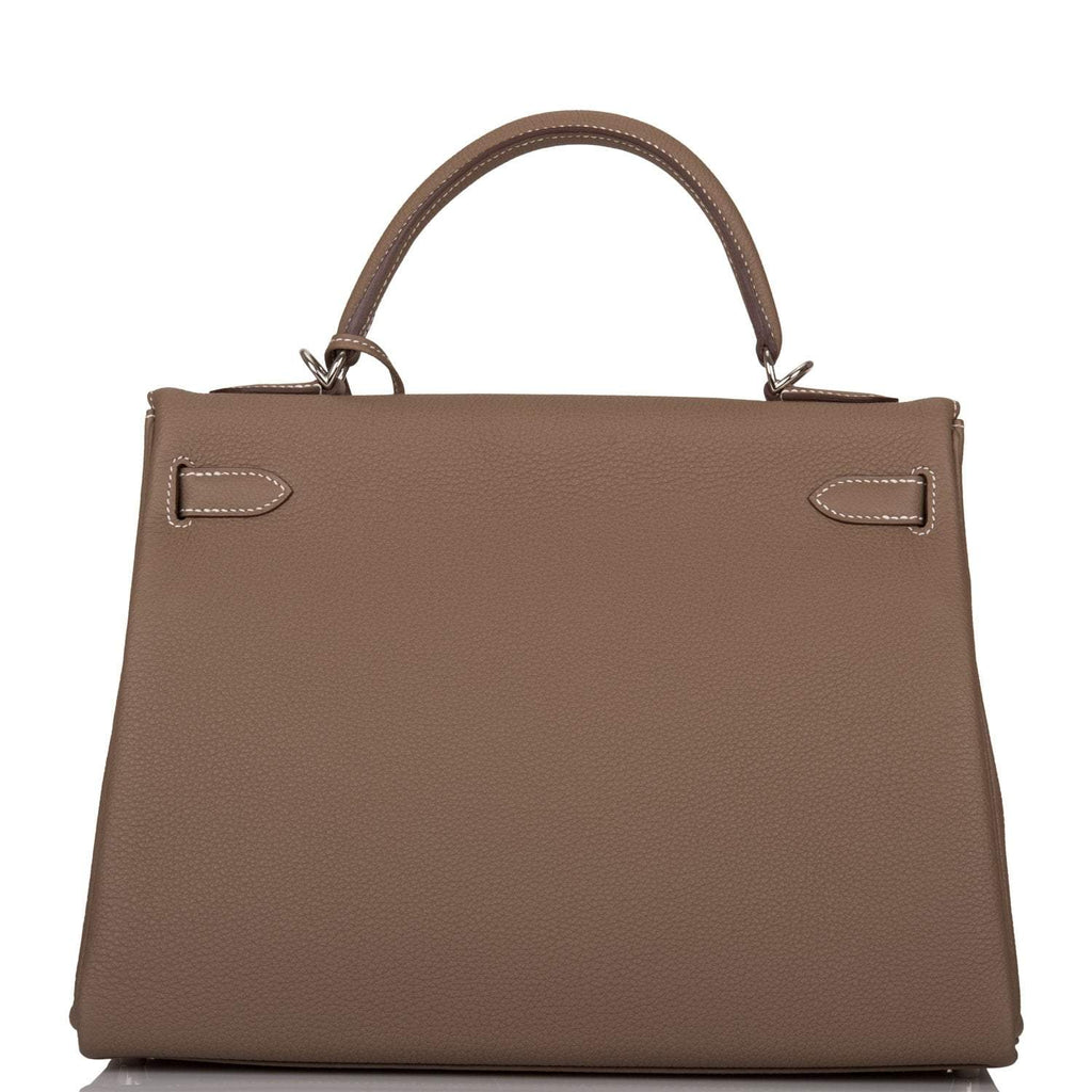 Hermes Kelly Retourne 32 Etoupe Togo Palladium Hardware