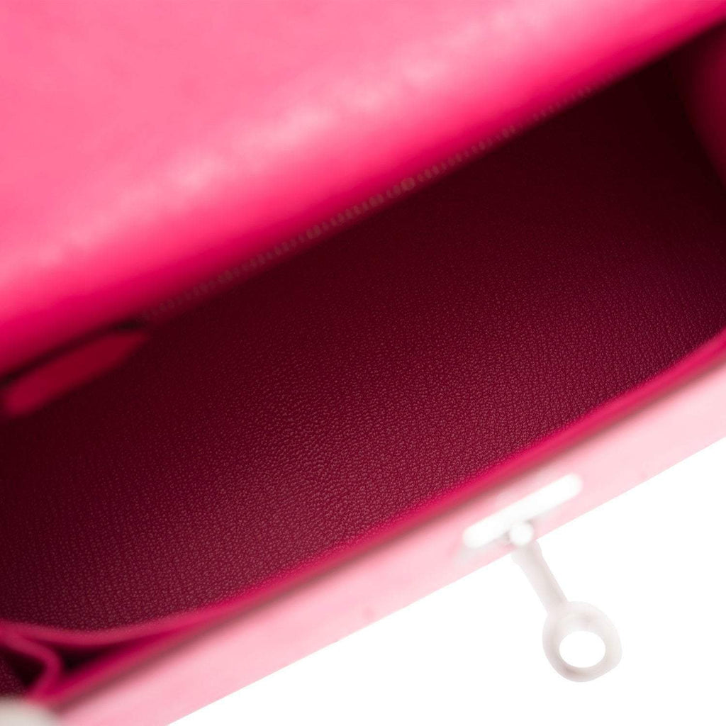 Hermes Rose Tyrien Ostrich Sellier Kelly 25cm Palladium Hardware