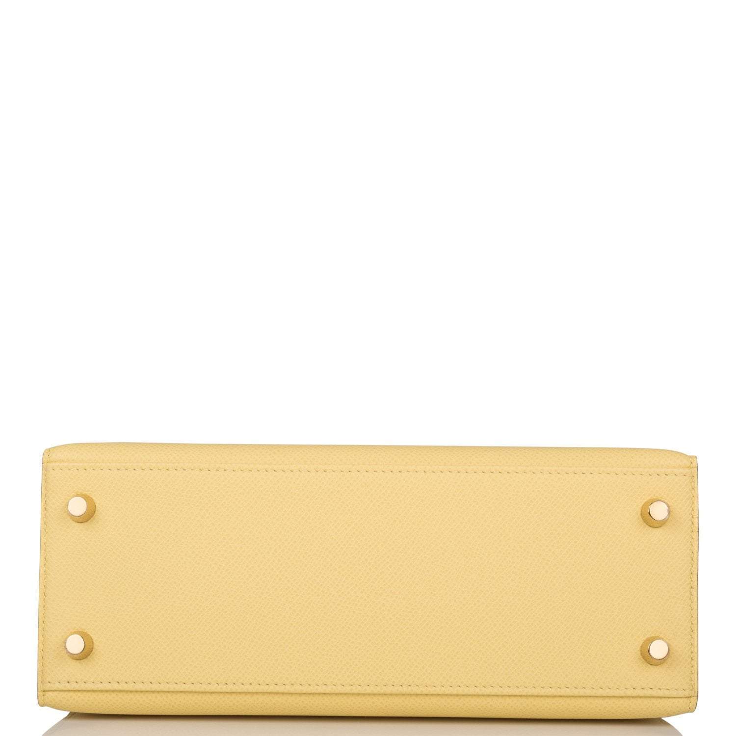 Hermes Jaune Poussin Epsom Sellier Kelly 25cm Gold Hardware