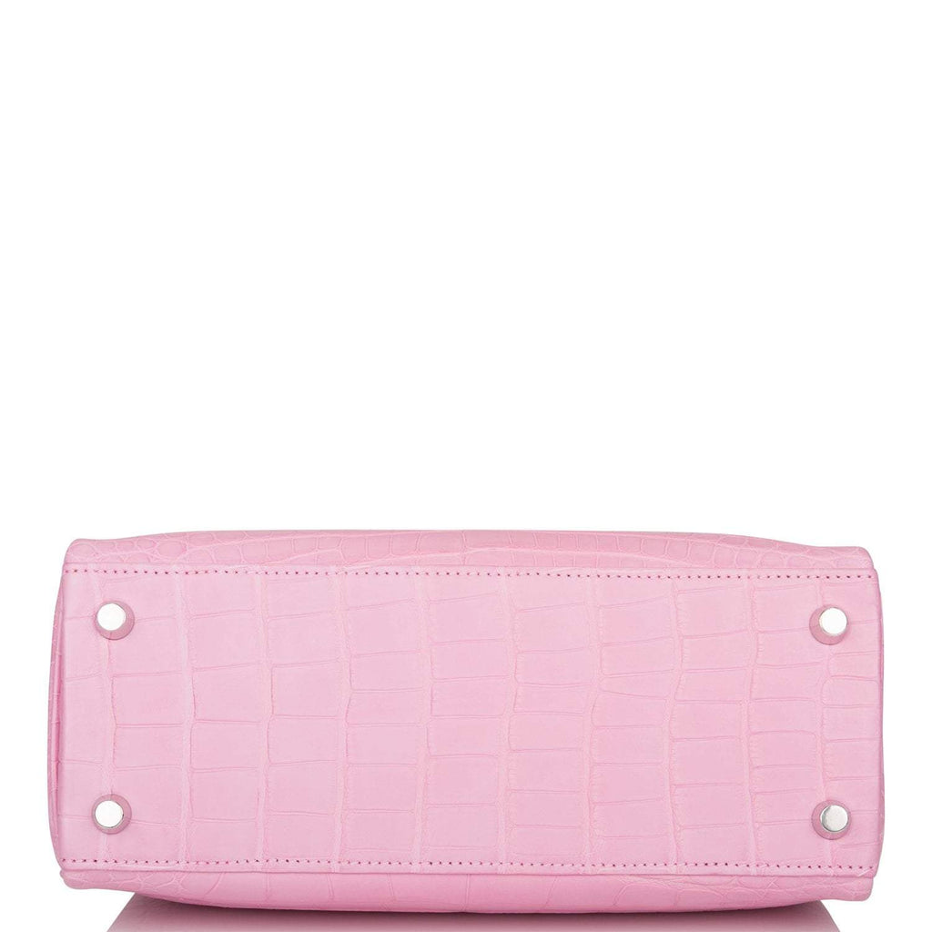 Hermes Bubblegum 5P Matte Alligator Retourne Kelly 25cm Palladium Hardware